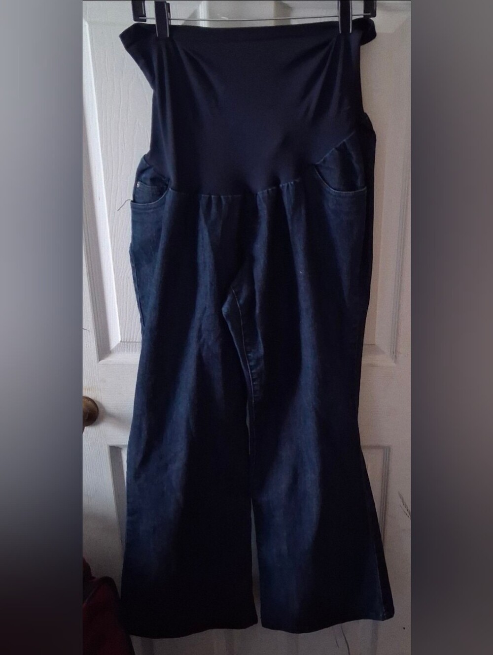Indigo Blue - Women's Dark Blue Wash Full Panel Bootcut Maternity Jeans. Size 2X